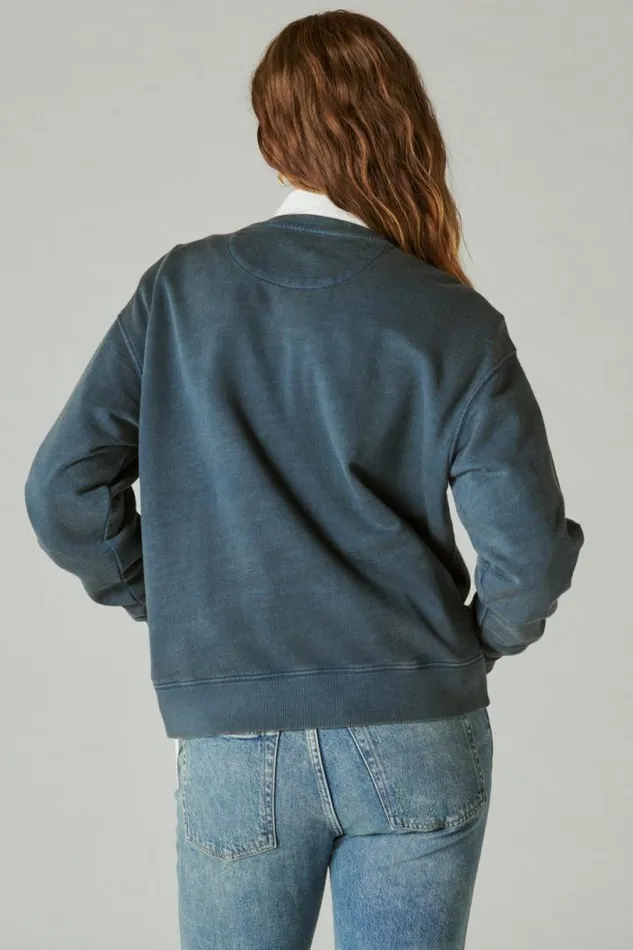 Women Lucky Brand Activewear Lucky Arch Pullover Midnight Navy