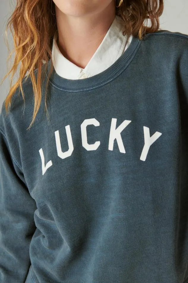 Women Lucky Brand Activewear Lucky Arch Pullover Midnight Navy
