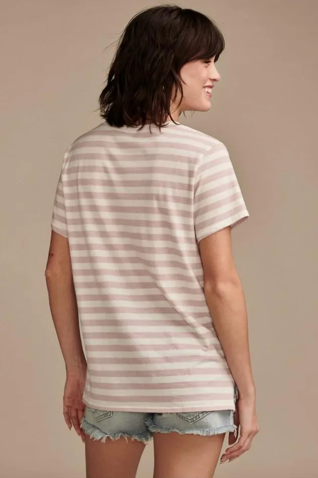 Women Lucky Brand All Tops Classic Crew Natural Stripe