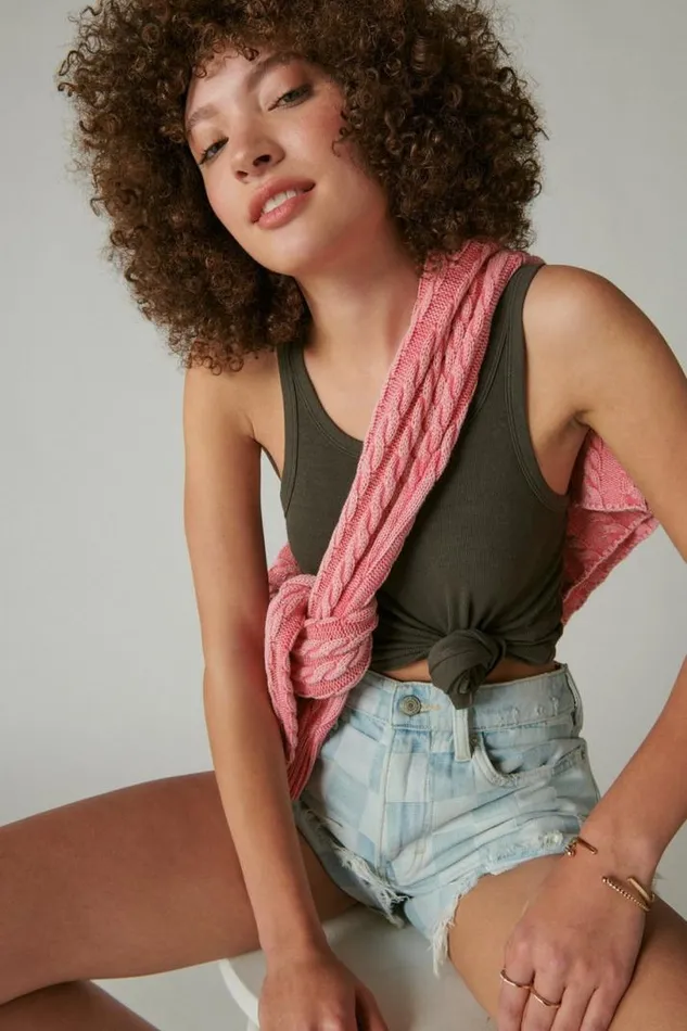 Women Lucky Brand All Tops Ribbed Essential Tank Raven