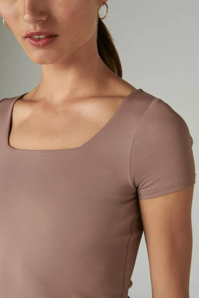 Women Lucky Brand All Tops Square Neck Seamless Top Deep Taupe