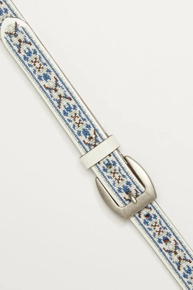Women Lucky Brand Belts Sweet Blue Embroidered Belt White Women Lucky Brand Belts Sweet Blue Embroidered Belt White