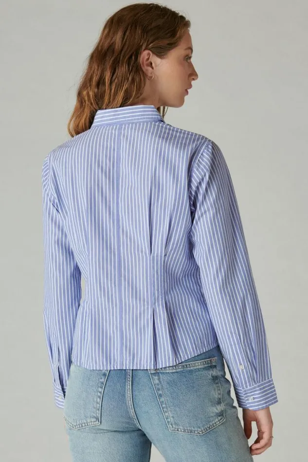 Women Lucky Brand Blouses Corset Shirt Persian Jewel Stripe