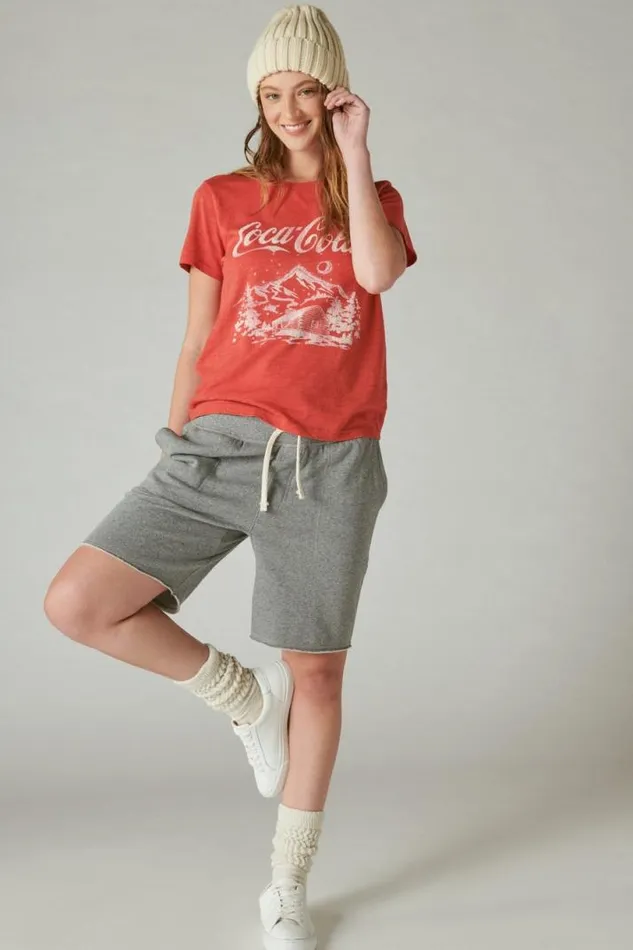 Women Lucky Brand Graphic Tees Coca Cola Cabin Tee Baked Apple