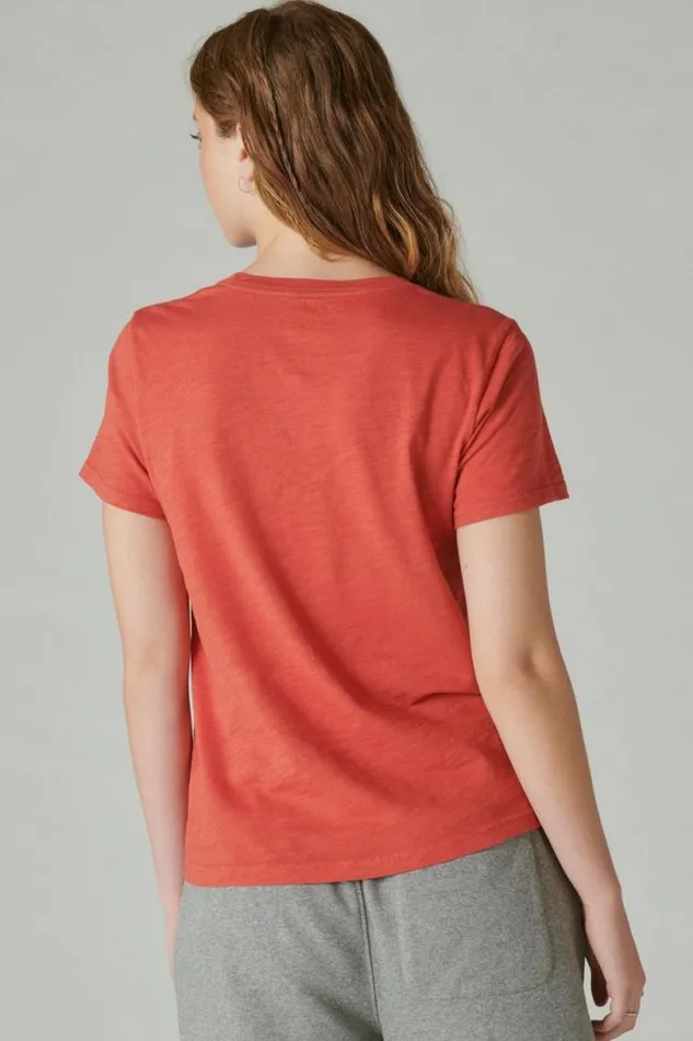 Women Lucky Brand Graphic Tees Coca Cola Cabin Tee Baked Apple