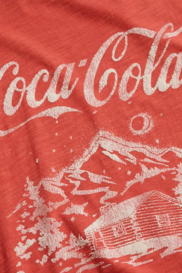 Women Lucky Brand Graphic Tees Coca Cola Cabin Tee Baked Apple