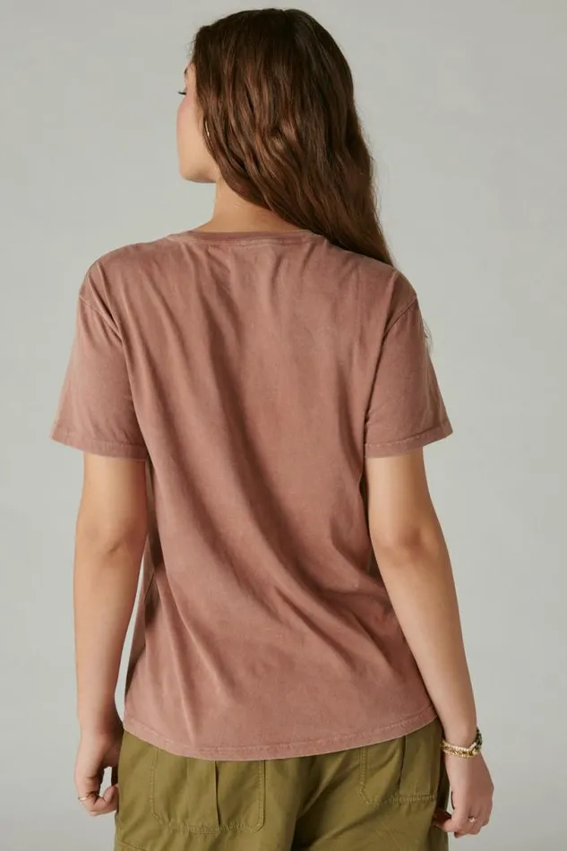 Women Lucky Brand Graphic Tees Flower District Boyfriend Tee Baltic Amber