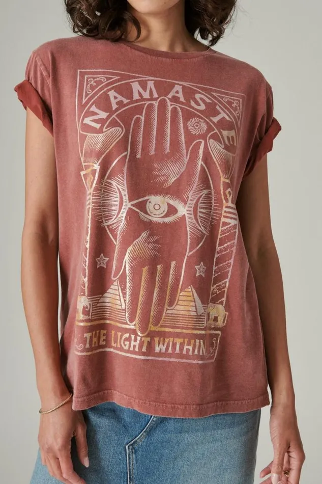 Women Lucky Brand Graphic Tees Light Within Boyfriend Tee Apple Butter