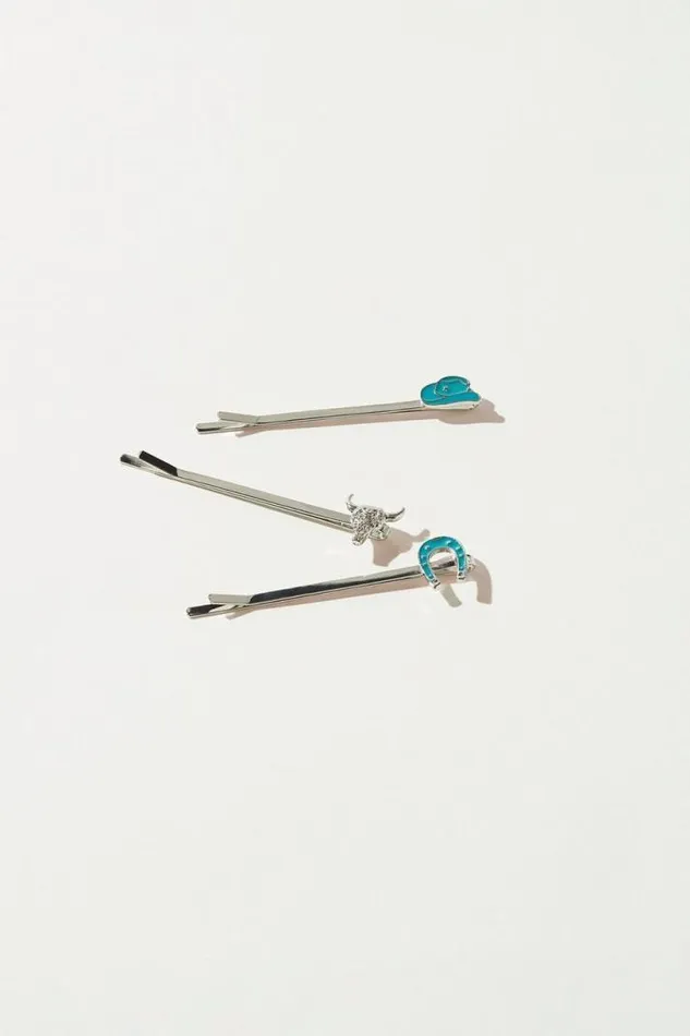 Women Lucky Brand Hair Accessories Cowboy Barrette Set Silver