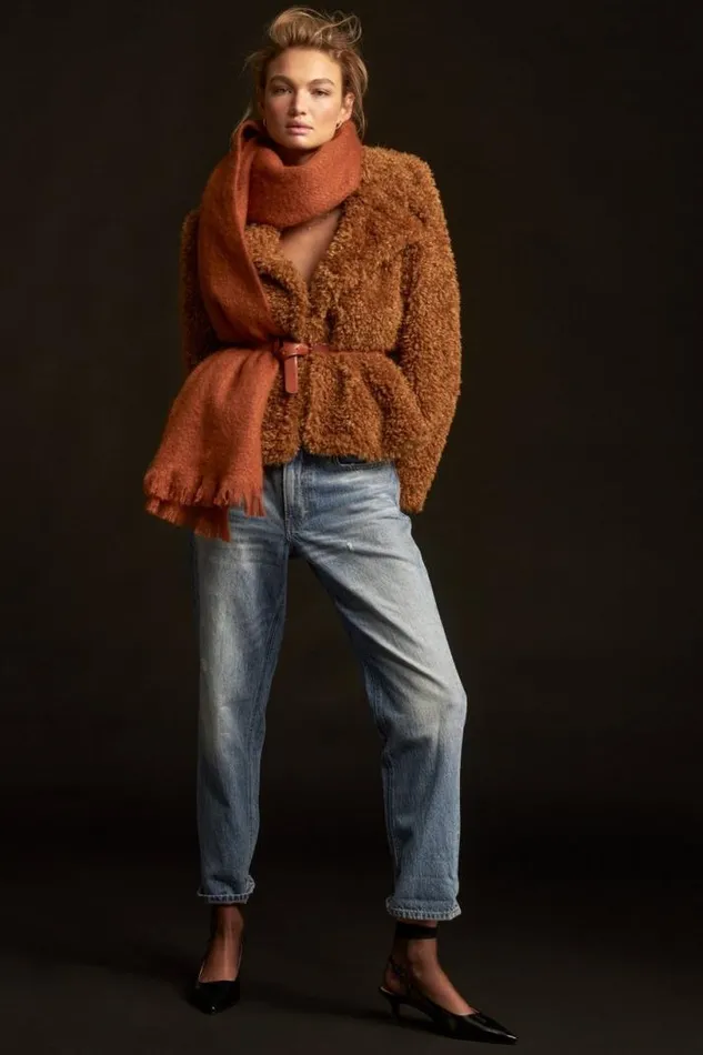 Women Lucky Brand Jackets and Outerwear Faux Teddy Coat Toffee