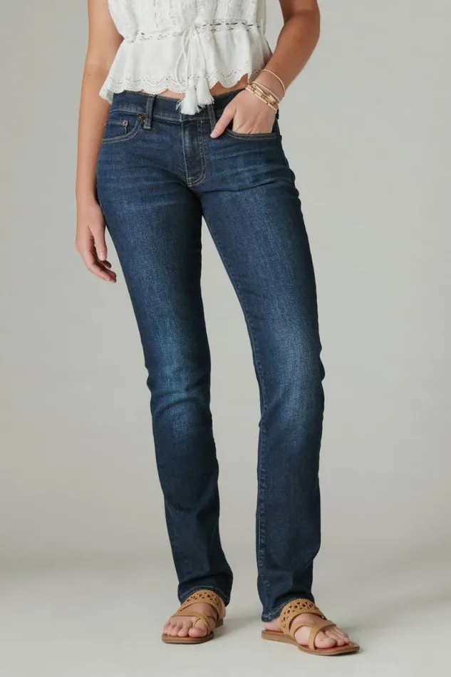 Women Lucky Brand Jeans Mid Rise Sweet Straight Twilight Blue