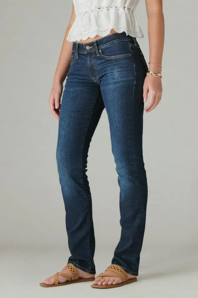 Women Lucky Brand Jeans Mid Rise Sweet Straight Twilight Blue