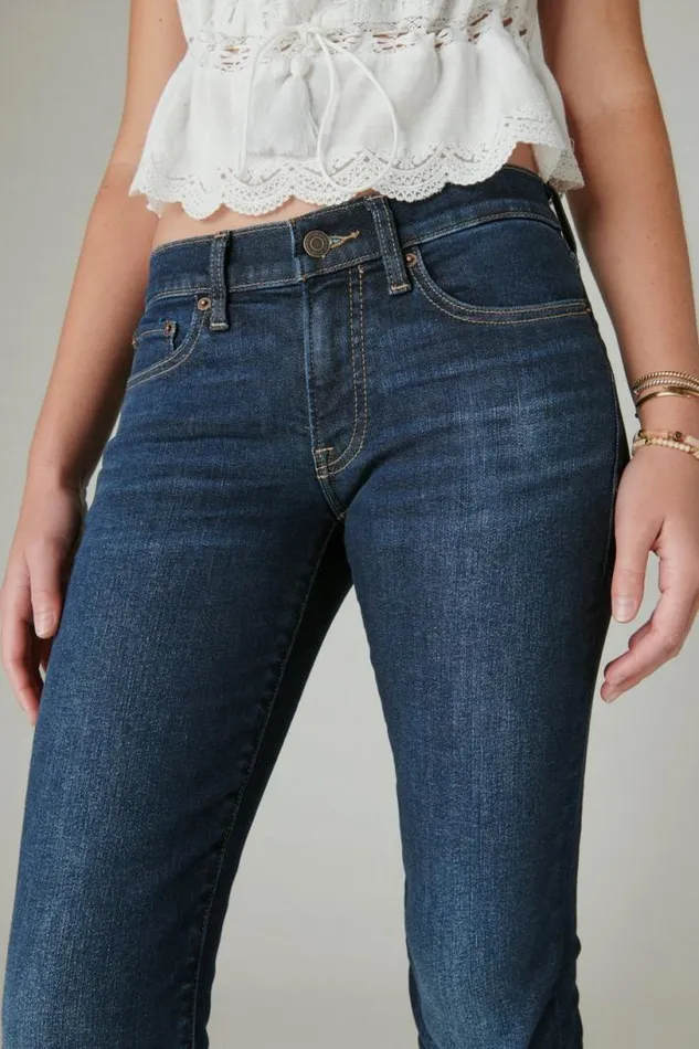 Women Lucky Brand Jeans Mid Rise Sweet Straight Twilight Blue