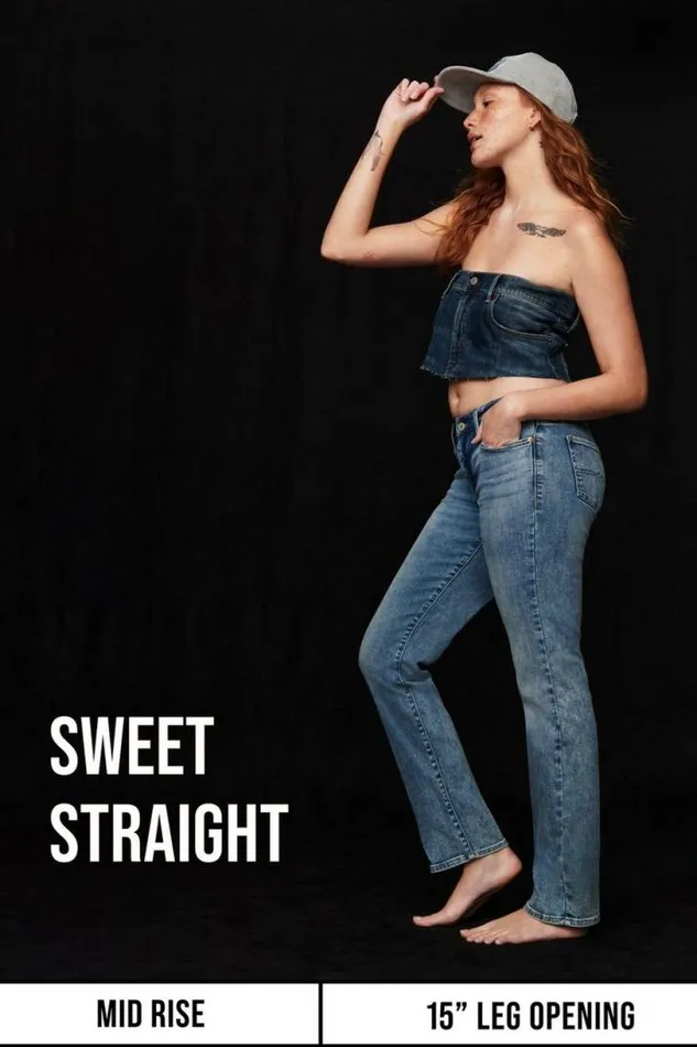 Women Lucky Brand Jeans Mid Rise Sweet Straight Twilight Blue