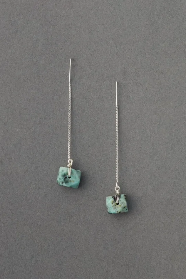 Women Lucky Brand Jewelry Amazonite Threader Earring Silver