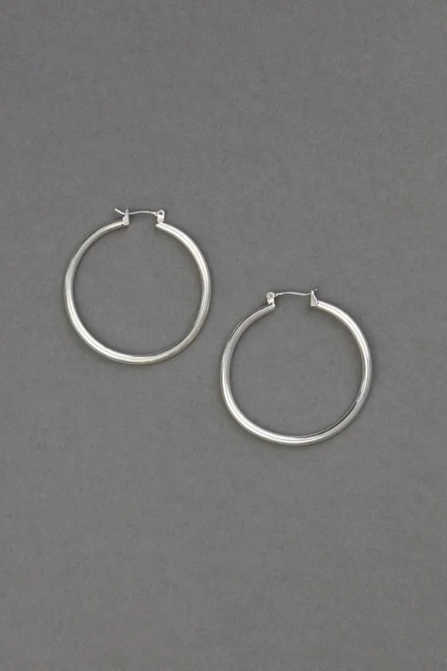 Women Lucky Brand Jewelry Basic Hoop Earrings Silver