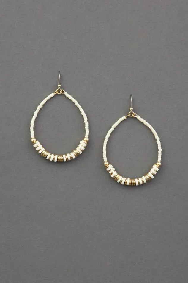 Women Lucky Brand Jewelry Beaded Hoop Earring Gold