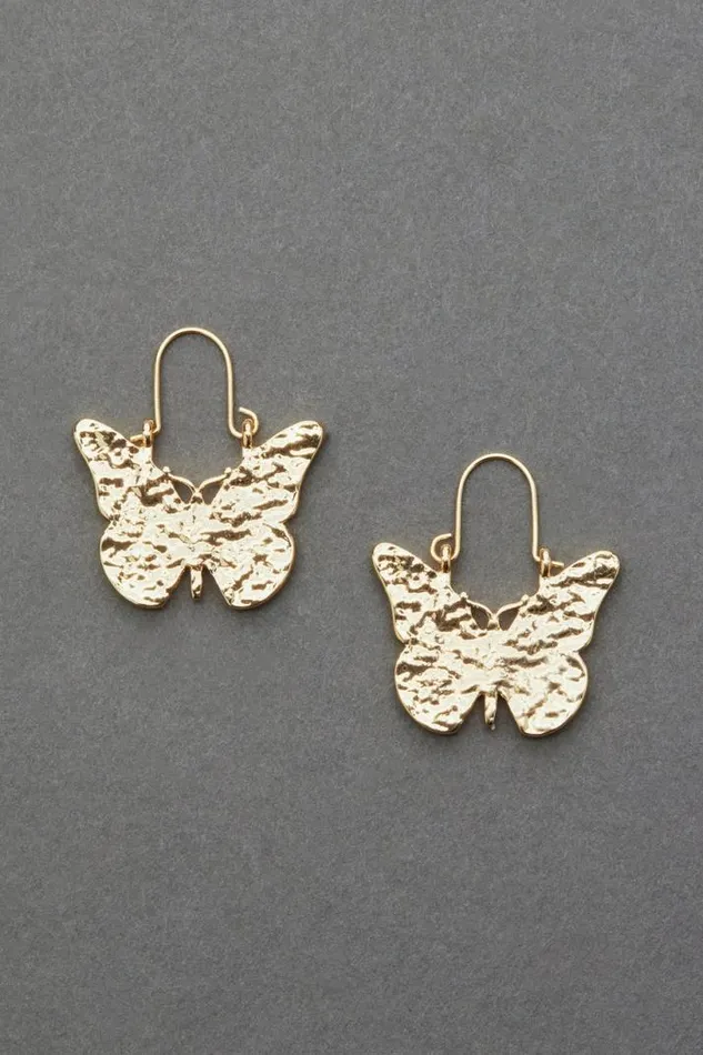 Women Lucky Brand Jewelry Butterfly Hoop Gold
