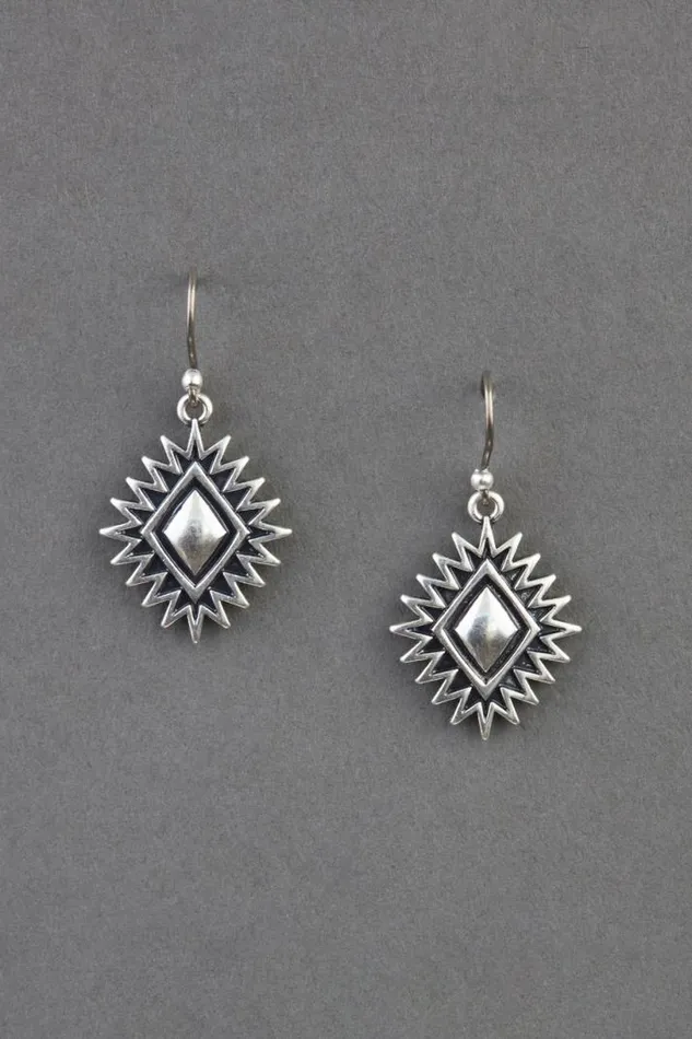 Women Lucky Brand Jewelry Etch Diamond Drop Earring Silver
