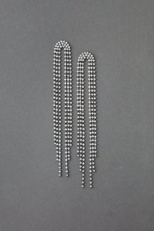 Women Lucky Brand Jewelry Sparkle Fringe Earring Silver