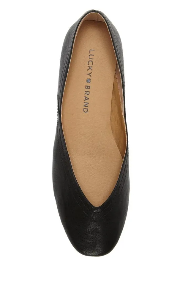 Women Lucky Brand Shoes Alba Leather Flat Black Women Lucky Brand Shoes Alba Leather Flat Black