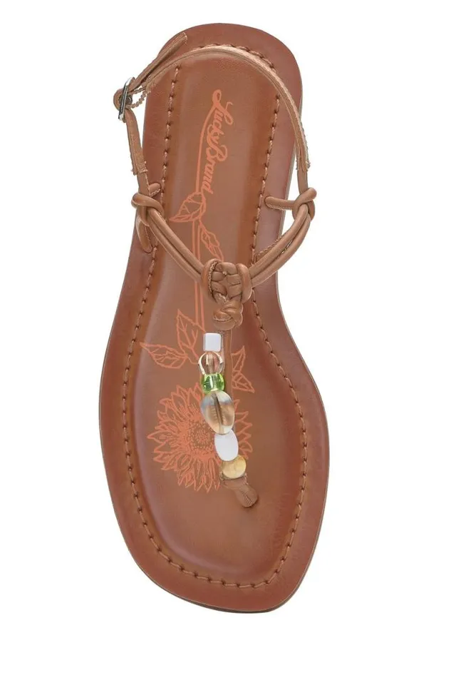 Women Lucky Brand Shoes Beiwen Strappy Shell Sandal Open Brownrust