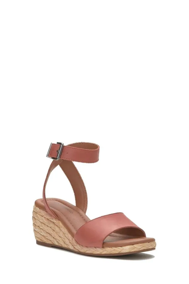 Women Lucky Brand Shoes Nalmo Espadrille Wedge Menium Light Red