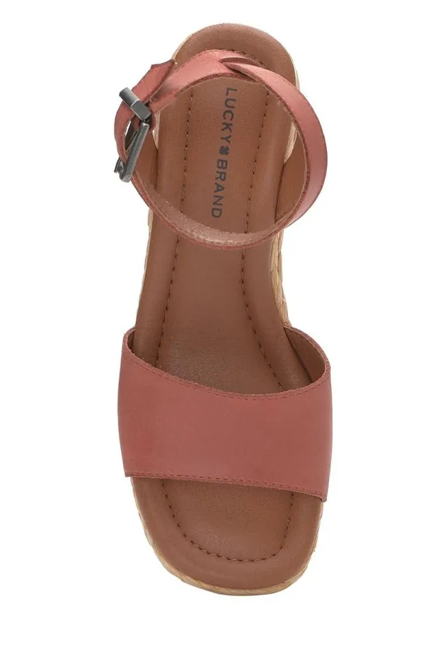 Women Lucky Brand Shoes Nalmo Espadrille Wedge Menium Light Red