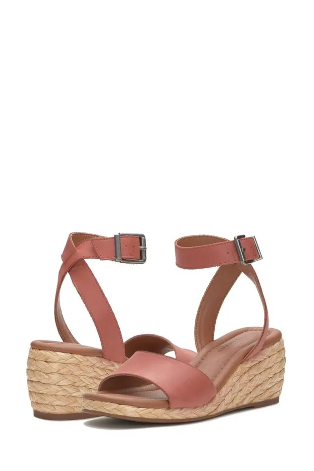 Women Lucky Brand Shoes Nalmo Espadrille Wedge Menium Light Red