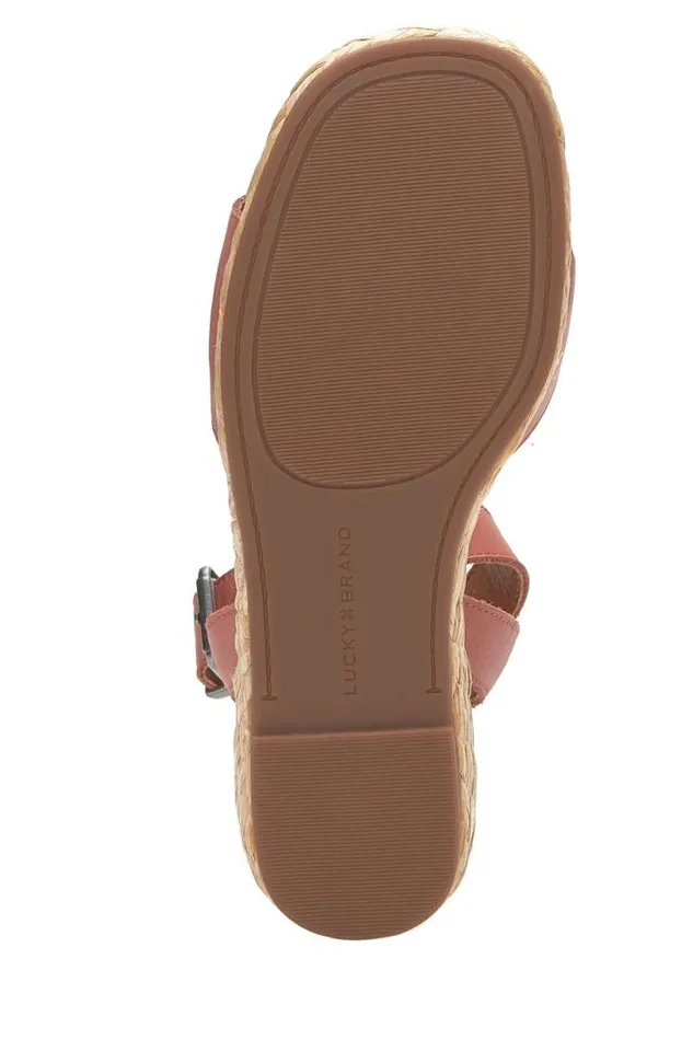 Women Lucky Brand Shoes Nalmo Espadrille Wedge Menium Light Red