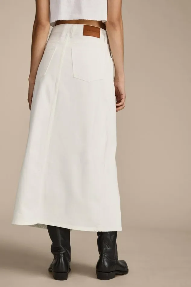 Women Lucky Brand Skirts Denim Maxi Skirt With Slit Bright White