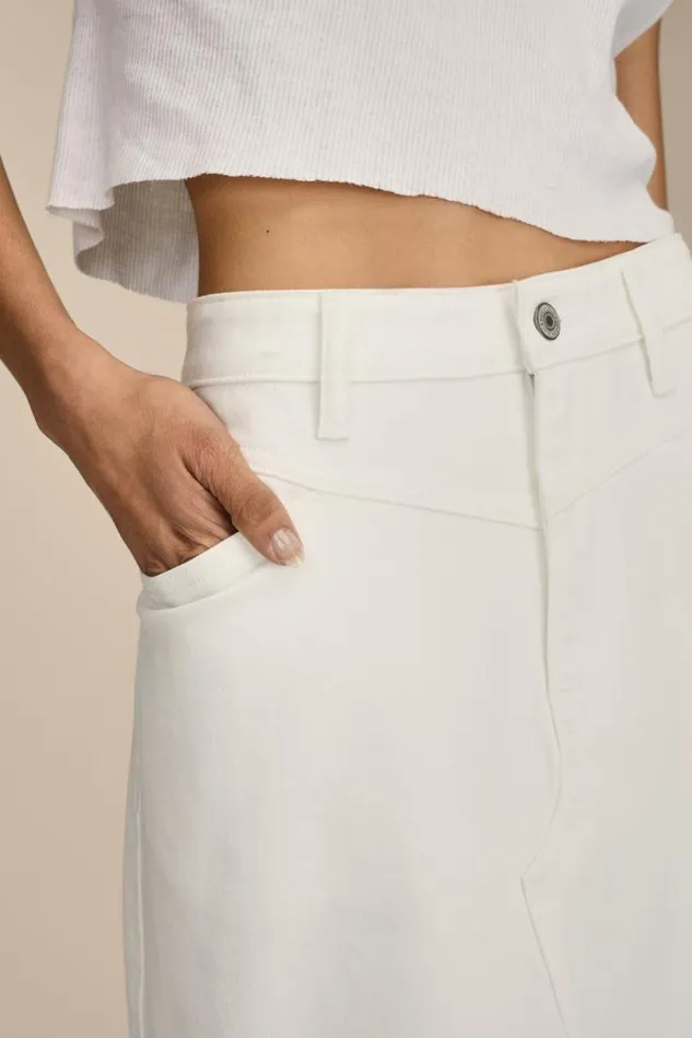 Women Lucky Brand Skirts Denim Maxi Skirt With Slit Bright White