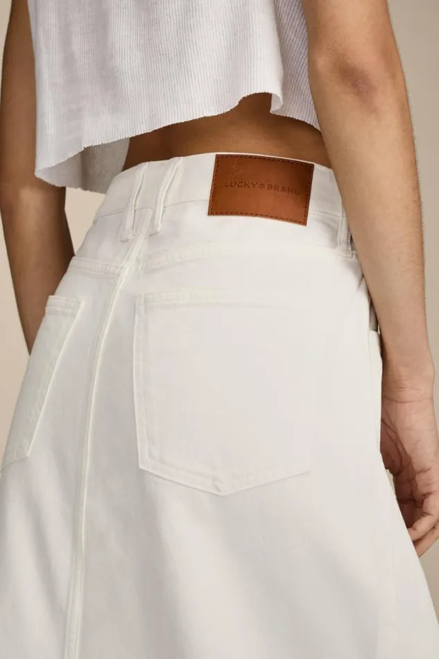 Women Lucky Brand Skirts Denim Maxi Skirt With Slit Bright White