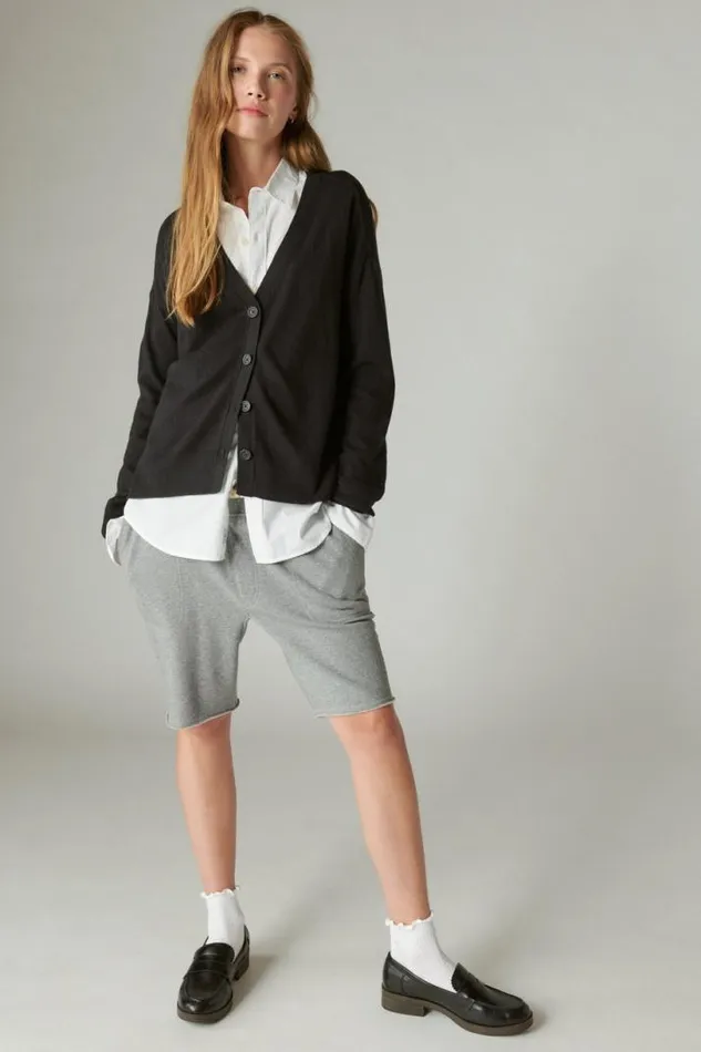 Women Lucky Brand Sweaters and Sweatshirts Cloud Soft Relaxed Cardigan Jet Black