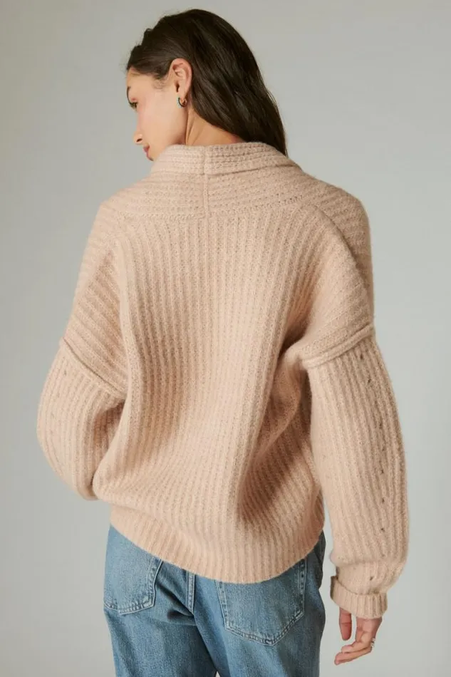 Women Lucky Brand Sweaters and Sweatshirts Toggle Front Cardigan Grey Morn