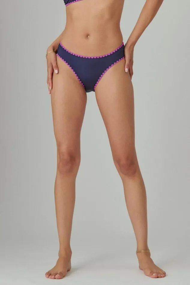 Women Lucky Brand Swim Crochet Trim Bottom Navy