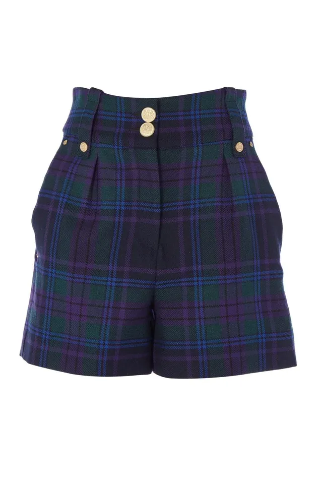 Women Luxe Tailored Short Heather Tartan Holland Cooper Tailoring Women Luxe Tailored Short Heather Tartan Holland Cooper Tailoring