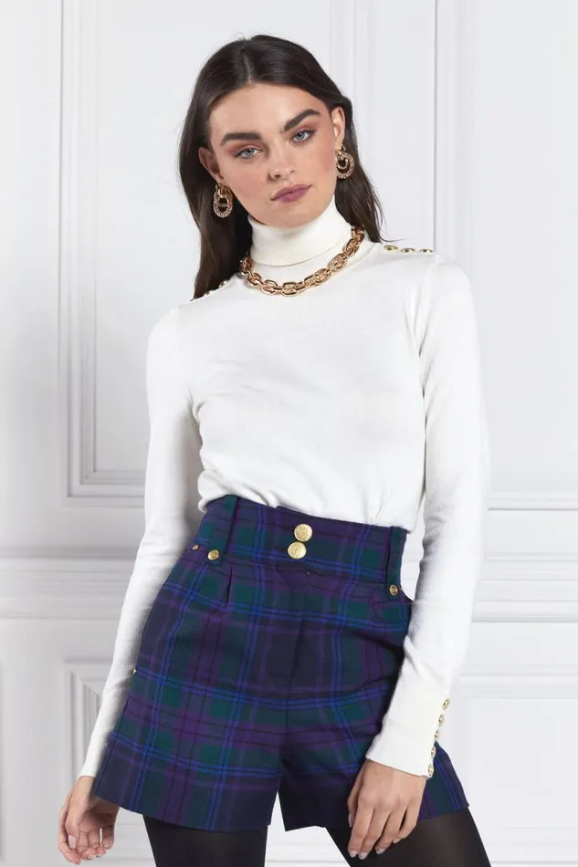 Women Luxe Tailored Short Heather Tartan Holland Cooper Tailoring Women Luxe Tailored Short Heather Tartan Holland Cooper Tailoring
