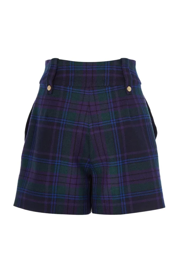 Women Luxe Tailored Short Heather Tartan Holland Cooper Tailoring Women Luxe Tailored Short Heather Tartan Holland Cooper Tailoring