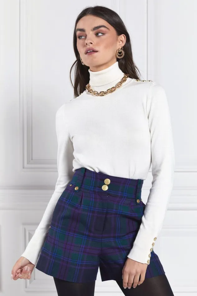 Women Luxe Tailored Short Heather Tartan Holland Cooper Tailoring Women Luxe Tailored Short Heather Tartan Holland Cooper Tailoring