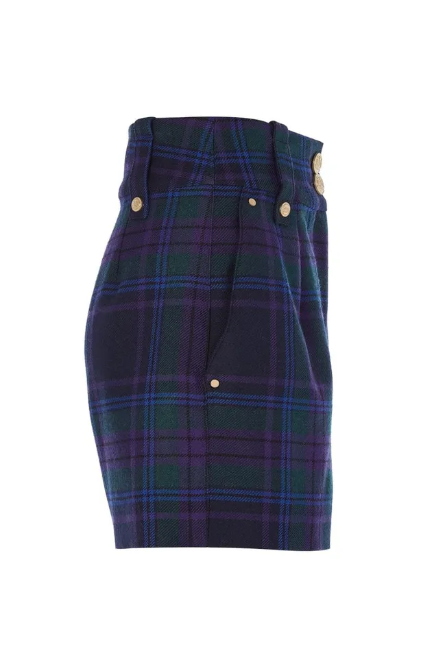 Women Luxe Tailored Short Heather Tartan Holland Cooper Tailoring Women Luxe Tailored Short Heather Tartan Holland Cooper Tailoring
