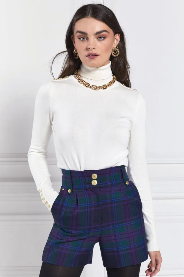 Women Luxe Tailored Short Heather Tartan Holland Cooper Tailoring Women Luxe Tailored Short Heather Tartan Holland Cooper Tailoring