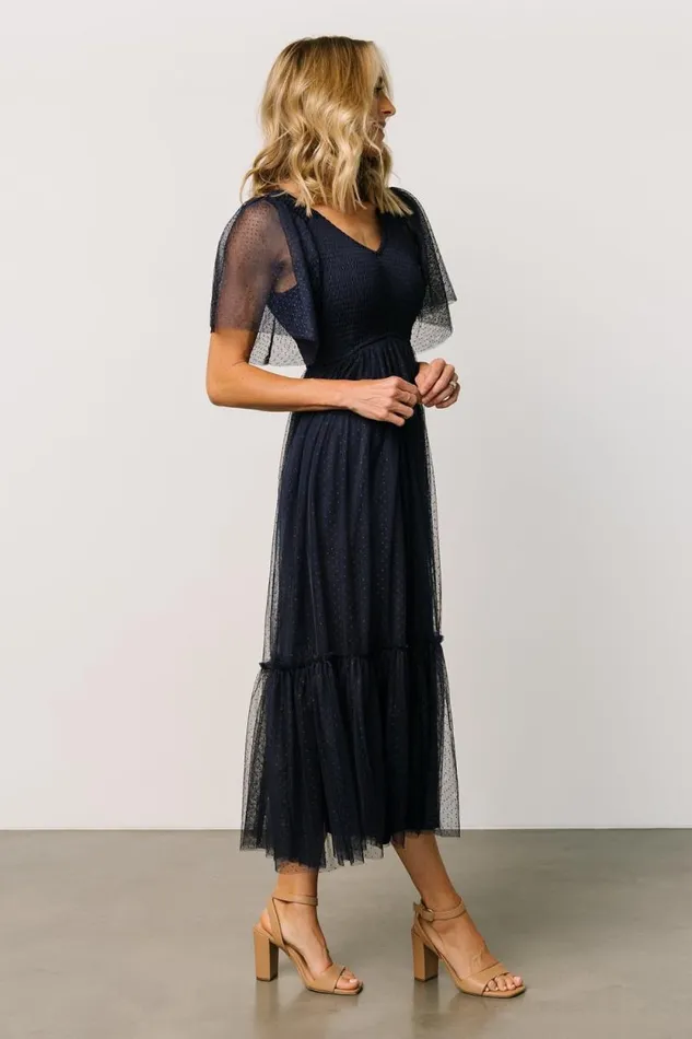 Women Martha Smocked Tulle Dress Navy Baltic Born Tulle Styles Women Martha Smocked Tulle Dress Navy Baltic Born Tulle Styles