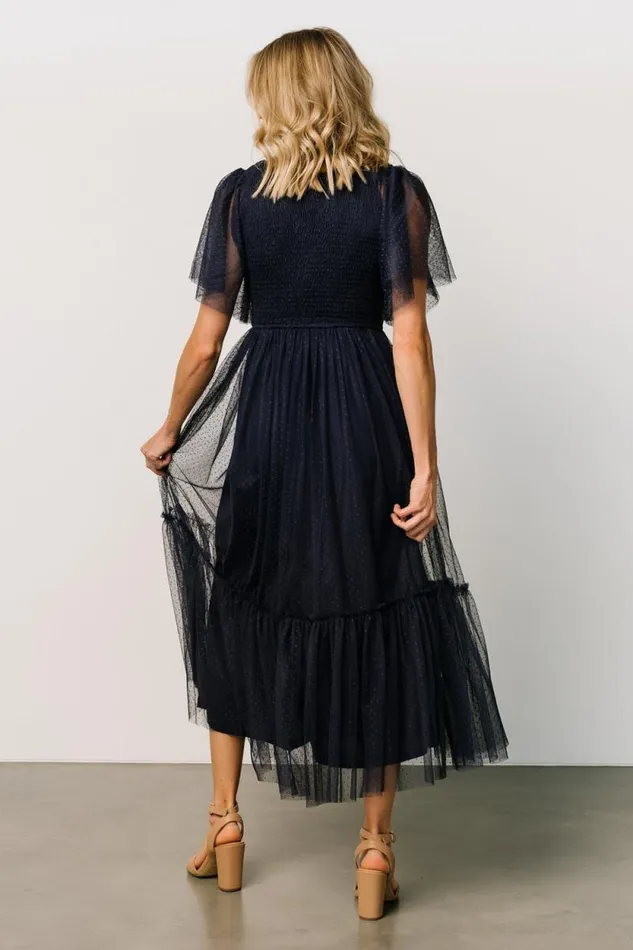 Women Martha Smocked Tulle Dress Navy Baltic Born Tulle Styles Women Martha Smocked Tulle Dress Navy Baltic Born Tulle Styles