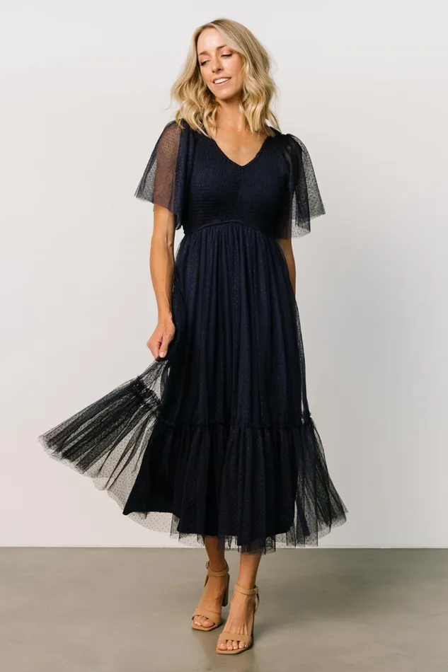Women Martha Smocked Tulle Dress Navy Baltic Born Tulle Styles Women Martha Smocked Tulle Dress Navy Baltic Born Tulle Styles