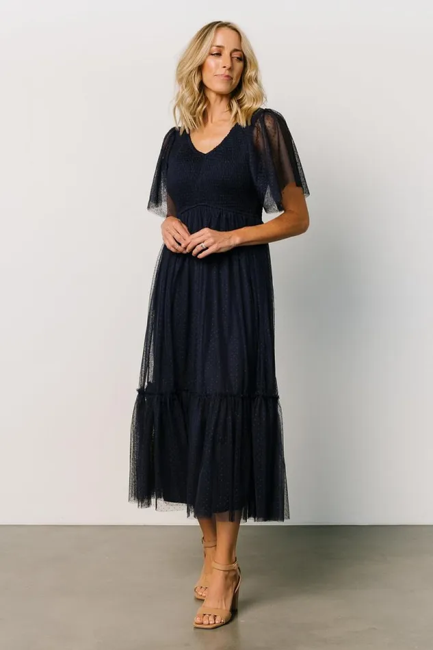 Women Martha Smocked Tulle Dress Navy Baltic Born Tulle Styles Women Martha Smocked Tulle Dress Navy Baltic Born Tulle Styles