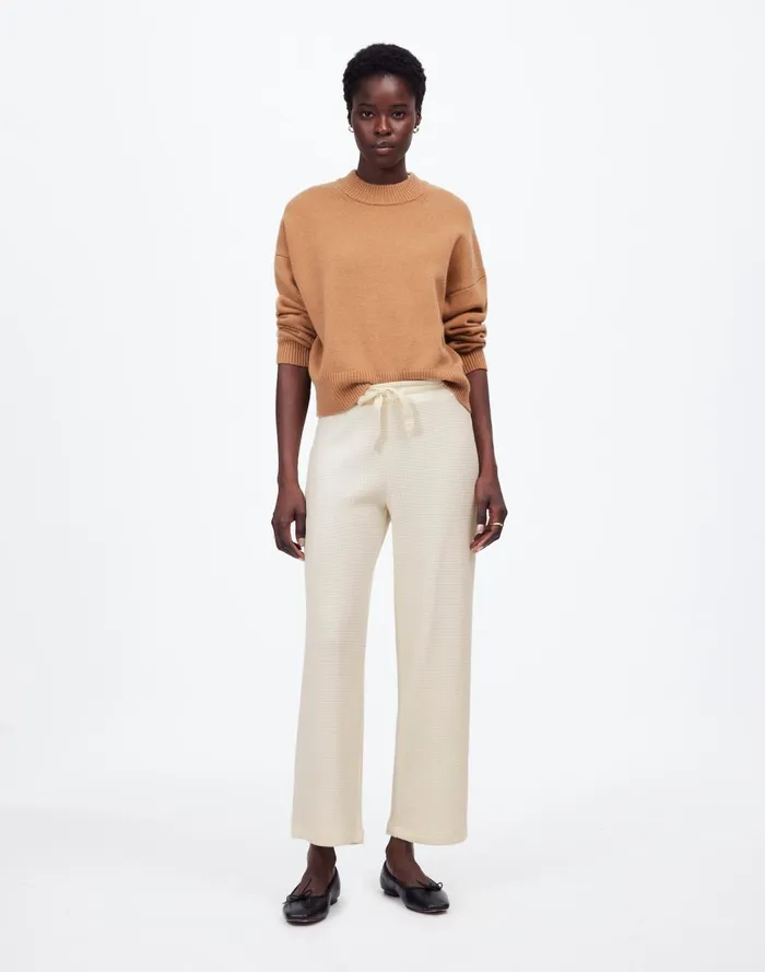 Women Matching Sets Madewell WaffleKnit StraightLeg Sweatpants Hthr Charcoal