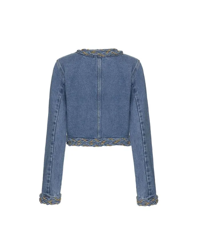 Women Matching Sets PatBO Braided Denim Cropped Jacket Denim