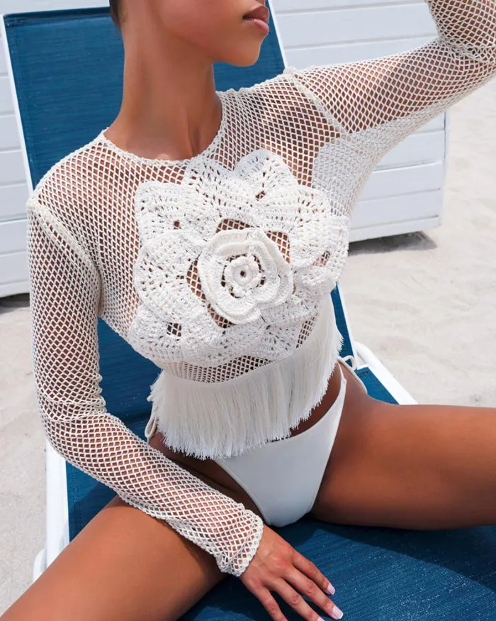 Women Matching Sets PatBO Embroidered Crochet Top FINAL SALE Ivory