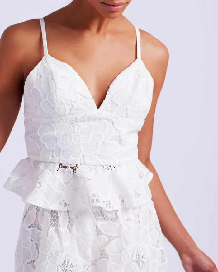 Women Matching Sets PatBO Lace Peplum Top White EXCLUSIVE White